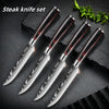 Ensemble de Couteaux à Steak Style Damas avec Manches en Bois
