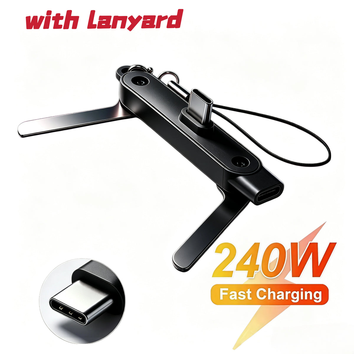 2-in-1 Foldable USB-C Fast Charging Stand with Detachable Cable