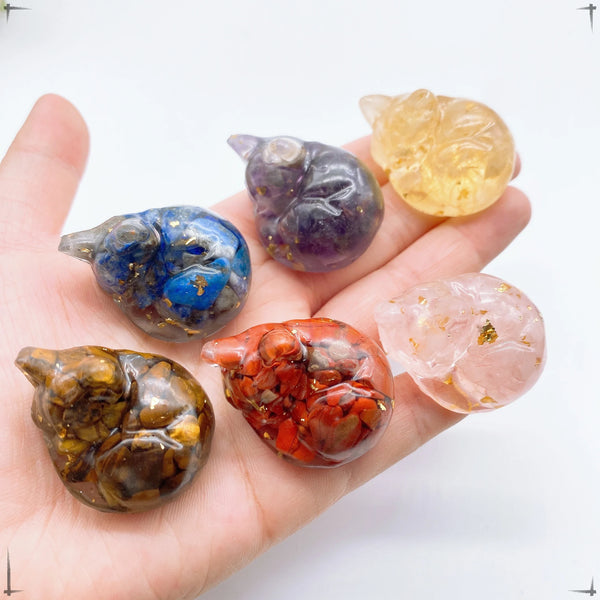 Sleeping Cat Crystal Resin Figurine