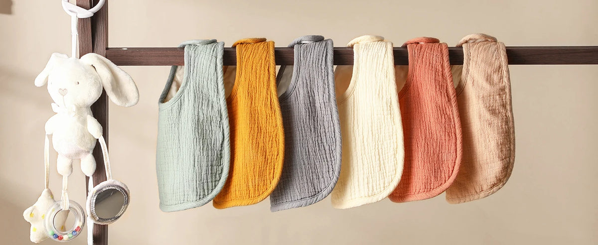 100% Cotton Muslin Baby Bibs with Adjustable Snaps – Multi-Use Drool & Burp Cloths (10/20/30 Pack)