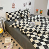 Black and White Plaid Duvet Cover Set with Pillowcases