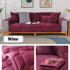 A deep magenta velvet sofa cushion cover in a quilted pattern with gray accents.
