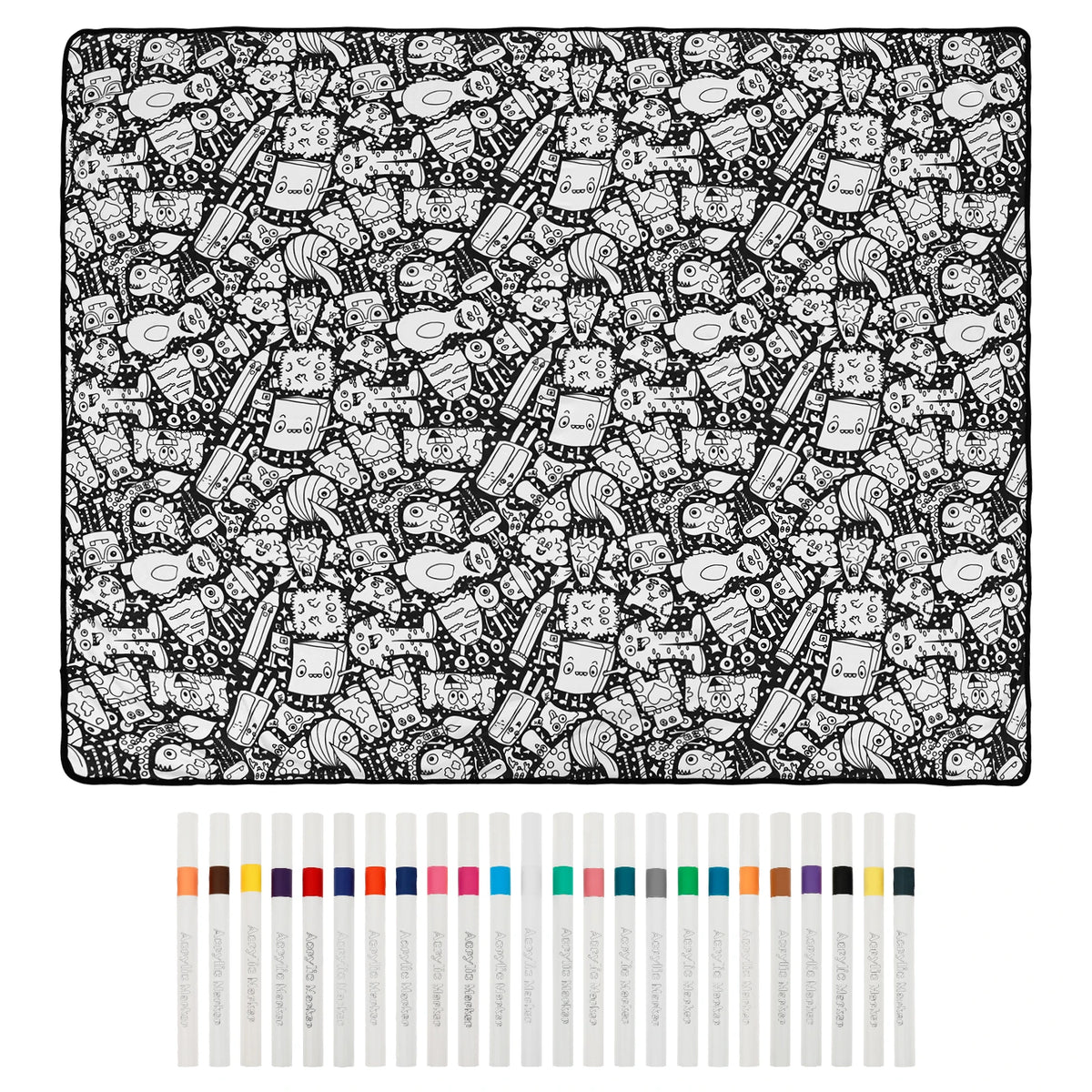 Reusable Coloring Blanket with 24 Markers