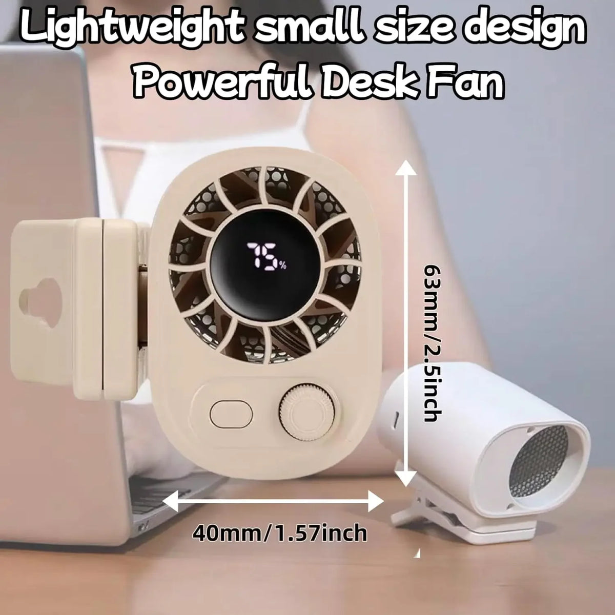 360° Rotating USB Rechargeable Clip-On Fan with 100-Speed Control