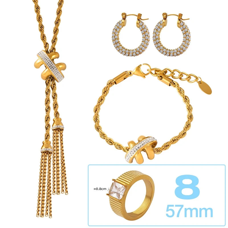 Ensemble de bijoux en chaîne torsadée avec cristaux