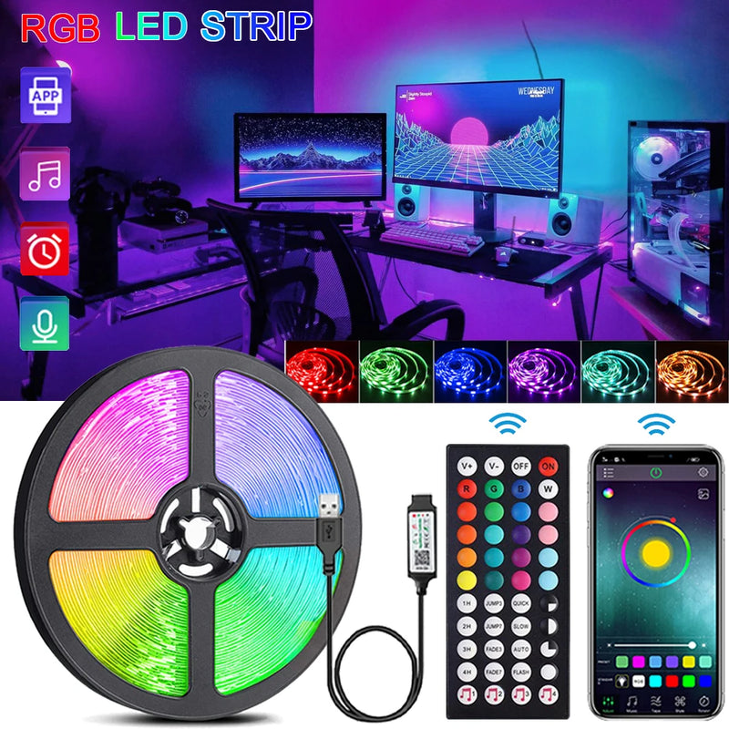 RGB LED Strip Lights with Music Sync & Remote Control
