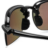 Black rimless polarized sports sunglasses with brown lenses and black grips
