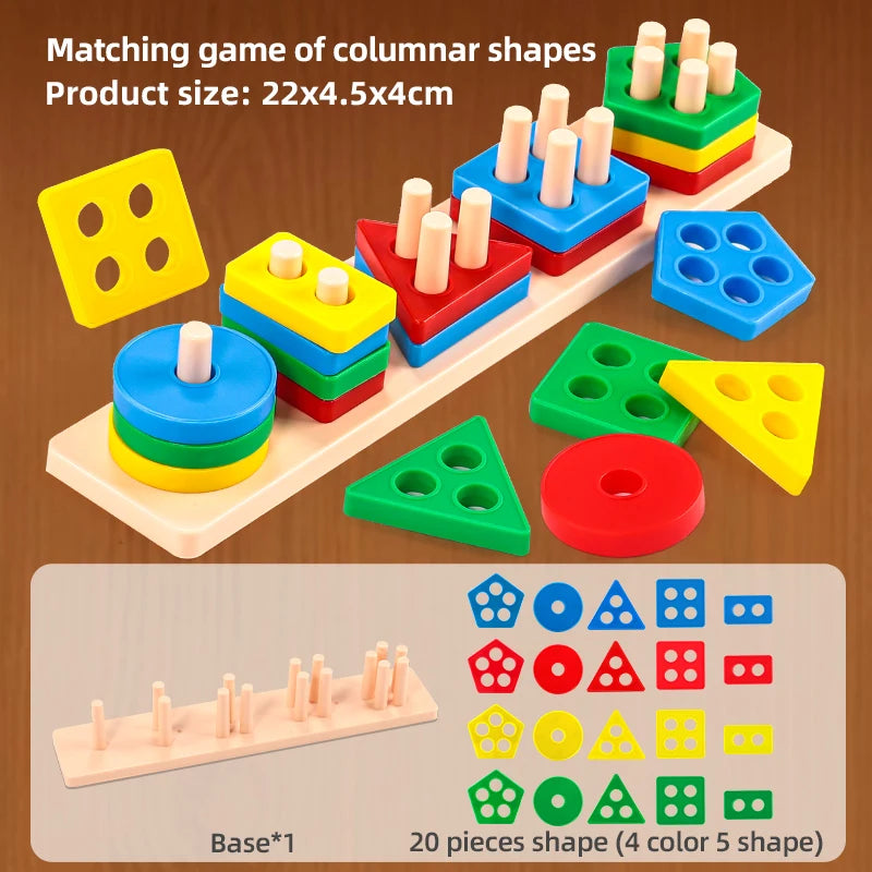Montessori Shape Sorting Stacking Toy for Toddlers