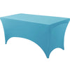 Light blue stretchable spandex tablecloth covering a rectangular table.