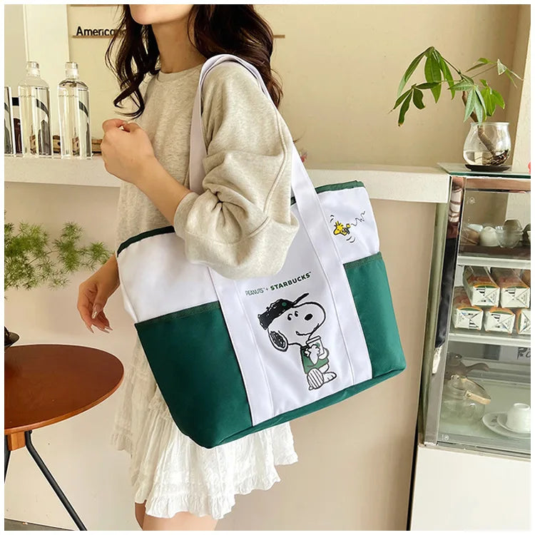 Snoopy Canvas Tote Bag with Crossbody Strap