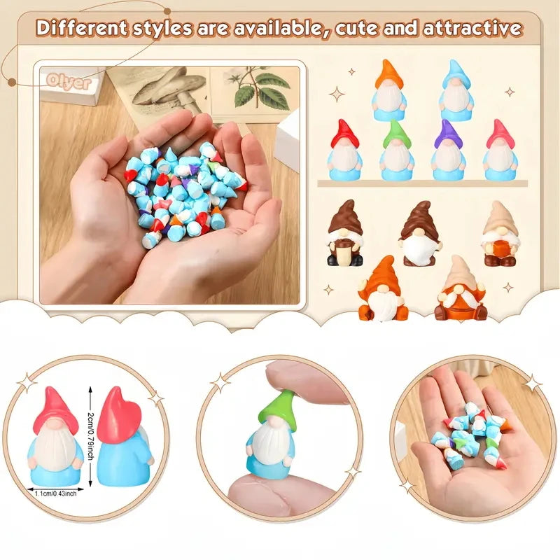 Mini Resin Gnome Figurines (Set of 10)