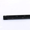 A black aluminum triangular scale ruler showing markings up to 20 centimeters.