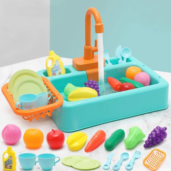 Interactive Play Kitchen Sink with Running Water Feature