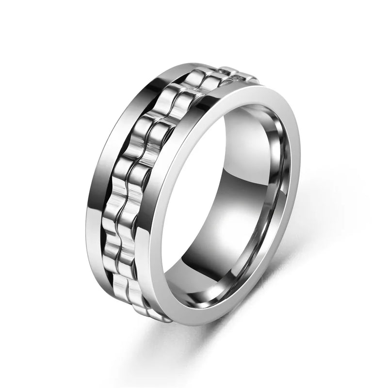 Gear-Chain Rotating Anxiety Ring