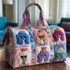 Poodle Print Quilted Travel Duffle Bag