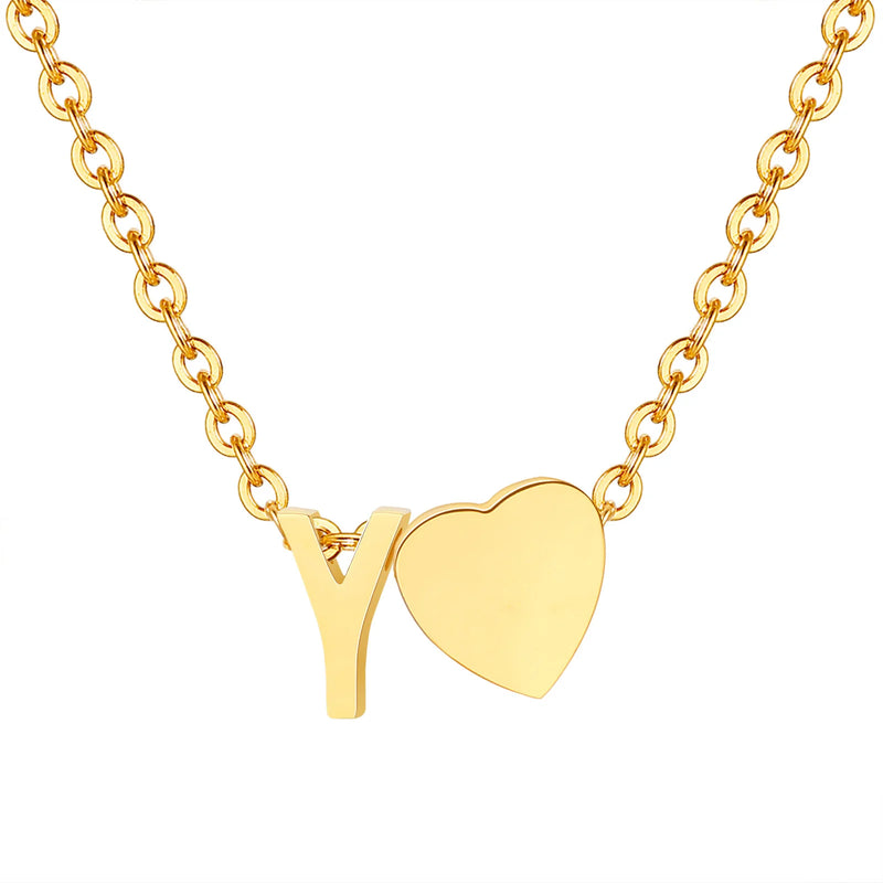 Dainty Heart Initial Necklace
