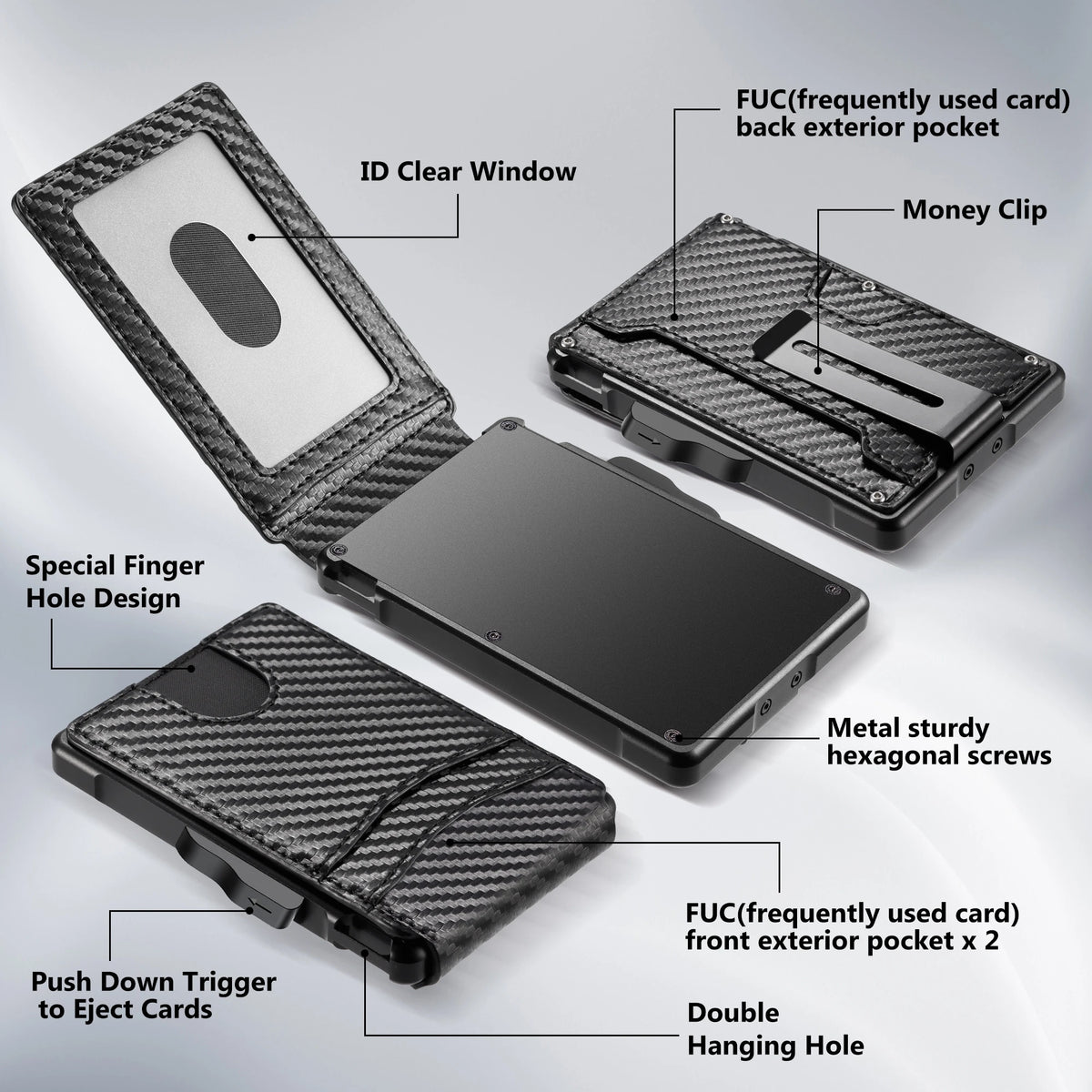 Slim RFID-Blocking Wallet with Money Clip and ID Window