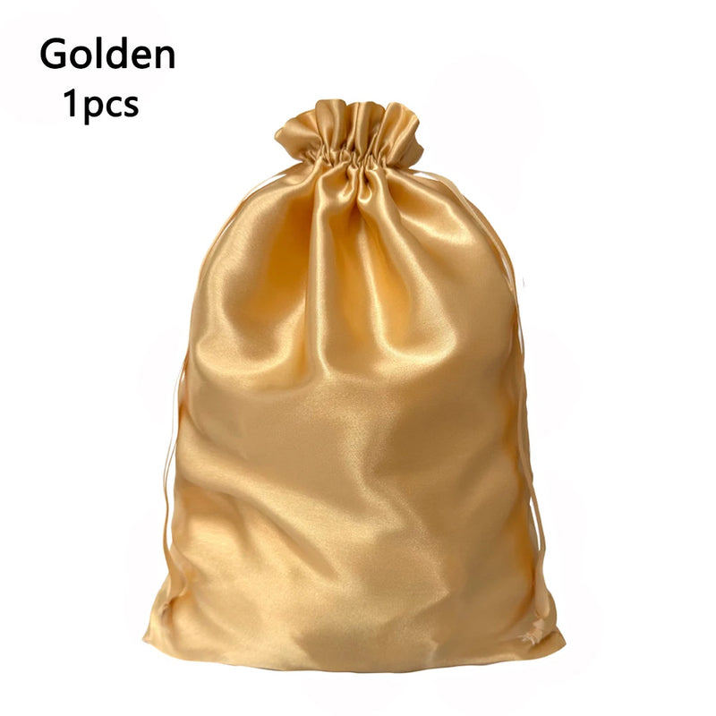 Satin Wig Storage Bags with Drawstring Closure