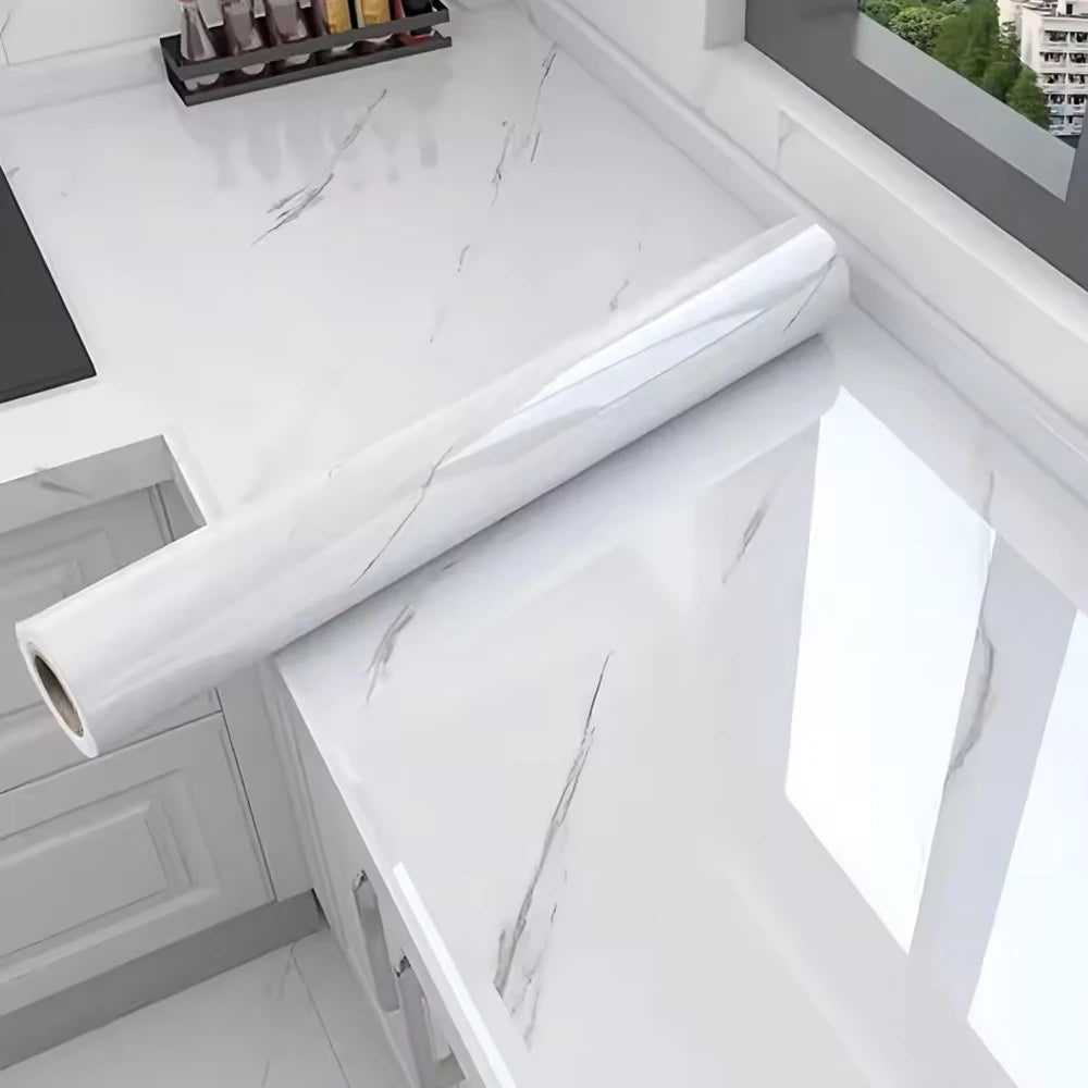 Marble Peel-and-Stick Waterproof Wallpaper for Kitchen & Bathroom