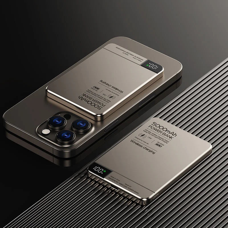 Slim Magnetic Wireless Power Bank with Digital Display