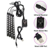 Set of infrared receiver, music sensor box, and smart USB part for RGB car underglow strip lights