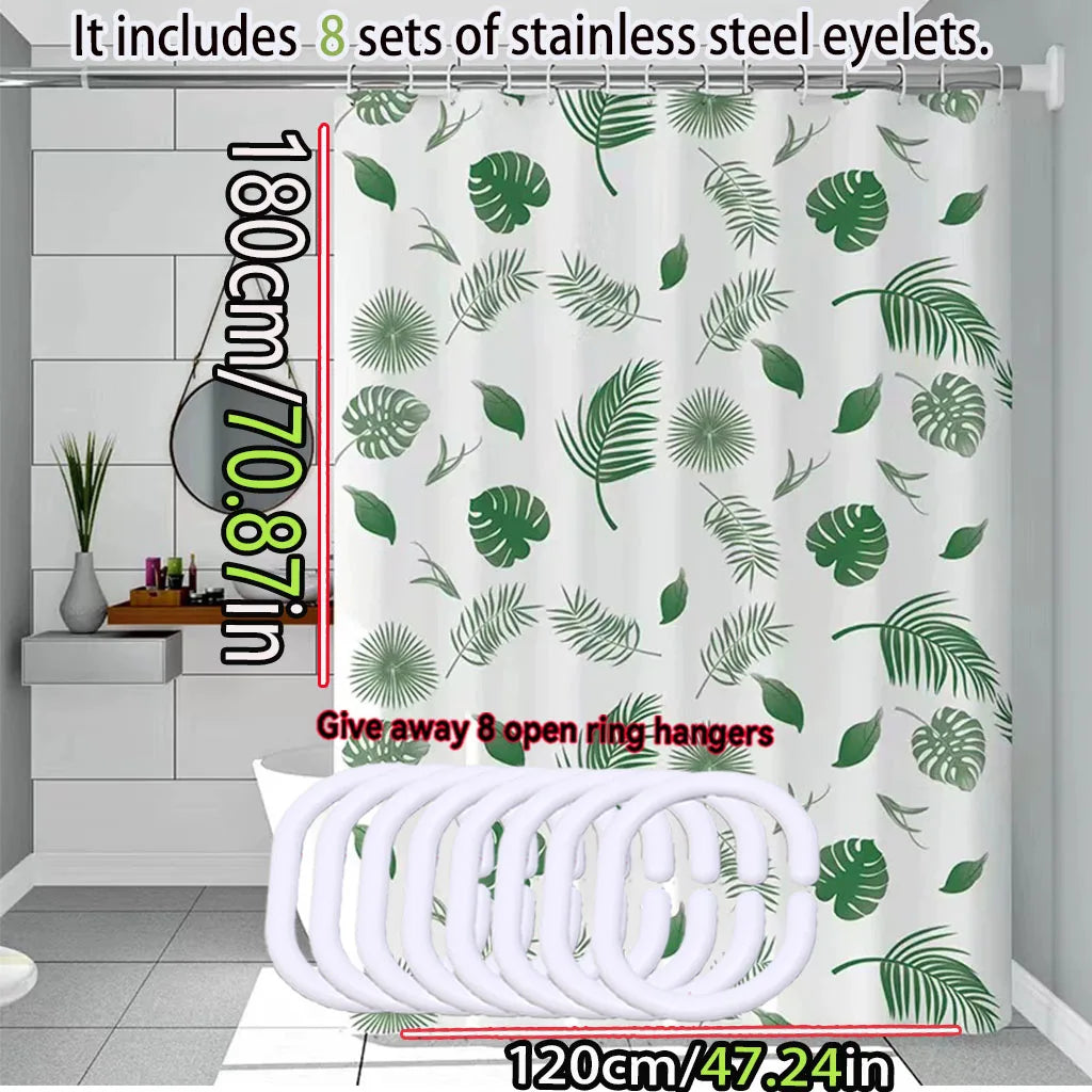 Green Leaves PEVA Shower Curtain