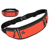 Orange canvas waist pack with black strap and pockets shown in a flat lay view
