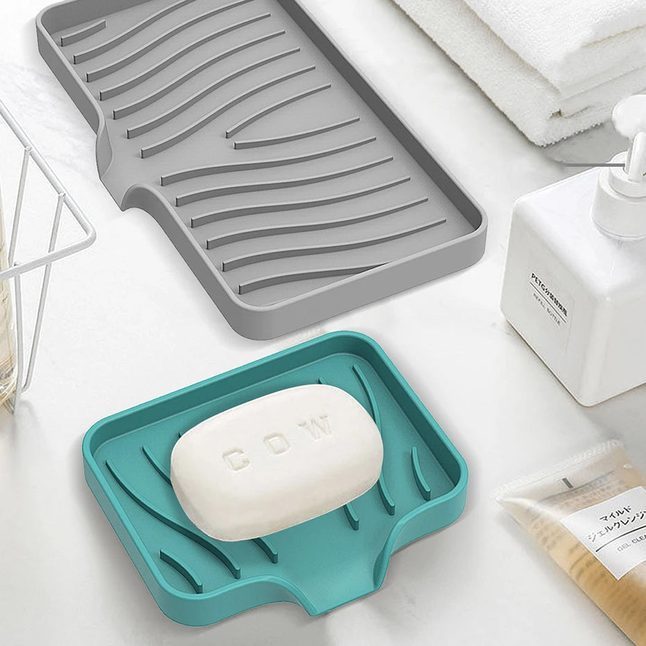 Silicone Drain Soap Dish with Anti-Slip Base
