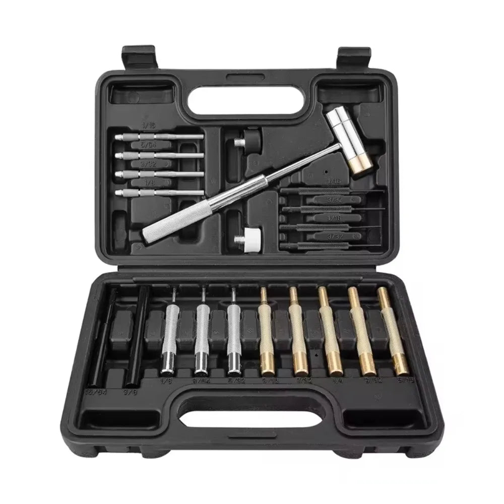 21-Piece Gunsmith Punch and Hammer Set with Bench Block