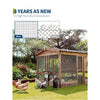 A galvanized steel wire mesh roll is shown in a wooden enclosure used for livestock protection.
