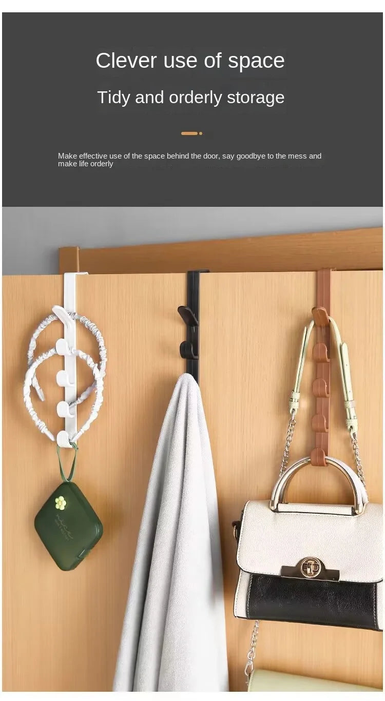5-Hook Over-the-Door Coat Hanger for Closet & Cabinet Storage