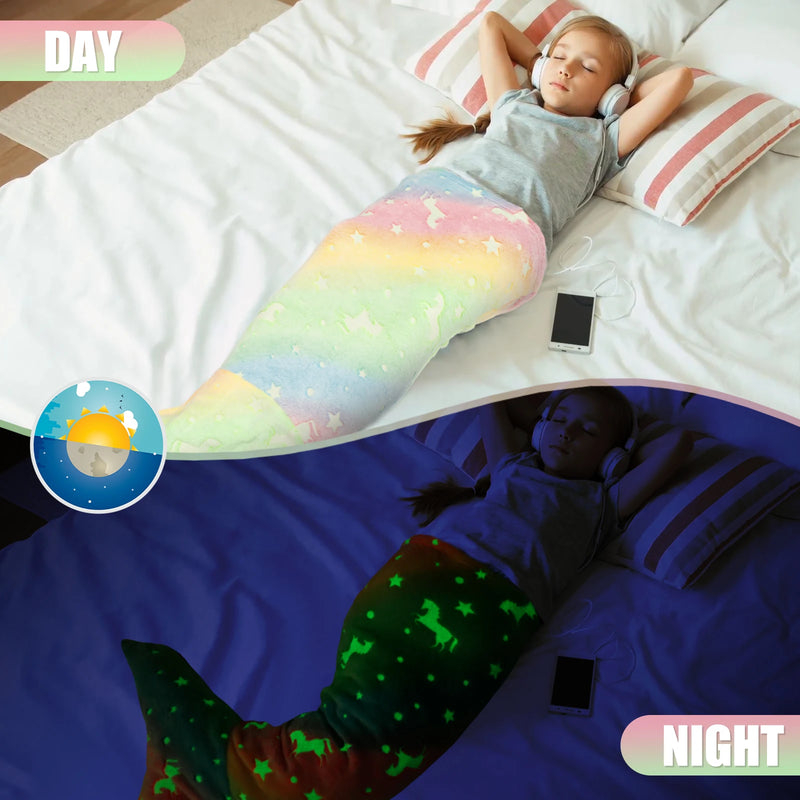 Glow-in-the-Dark Mermaid Tail Blanket
