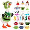 A knitted sweater and hat costume set featuring a goose statue decoration.