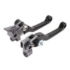 A set of black CNC aluminum clutch and brake levers for motorcycles.