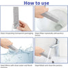 Instructions showing how to use an eco-friendly pumice stone cleaning stick for tough stains, including unwrapping, wiping, r