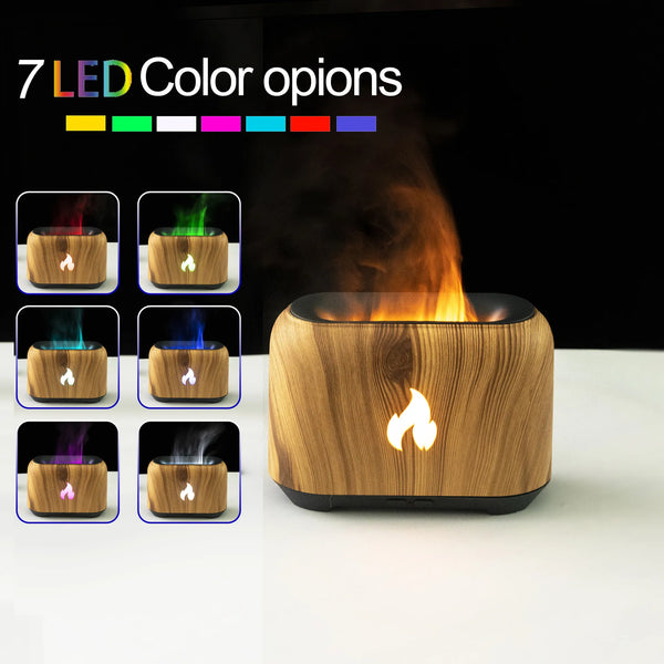 Diffuseur d'arômes USB à flamme avec lumière LED 7 couleurs