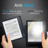 A hand holds a Kobo e-reader displaying an anti-glare screen protector.