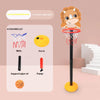 An adjustable kids basketball hoop with a cartoon design, featuring a wooden-like horn mascot and various accessories.