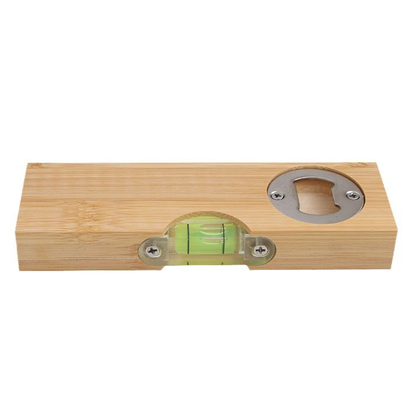 Flaschenöffner aus Holz mit integriertem Wasserwaage