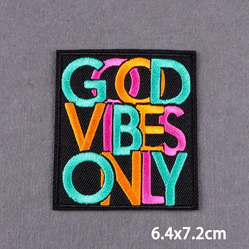 Encouraging Embroidery Iron-On Patches for Clothing and Accessories