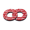 A pair of red and black universal dirt bike handlebar grips.