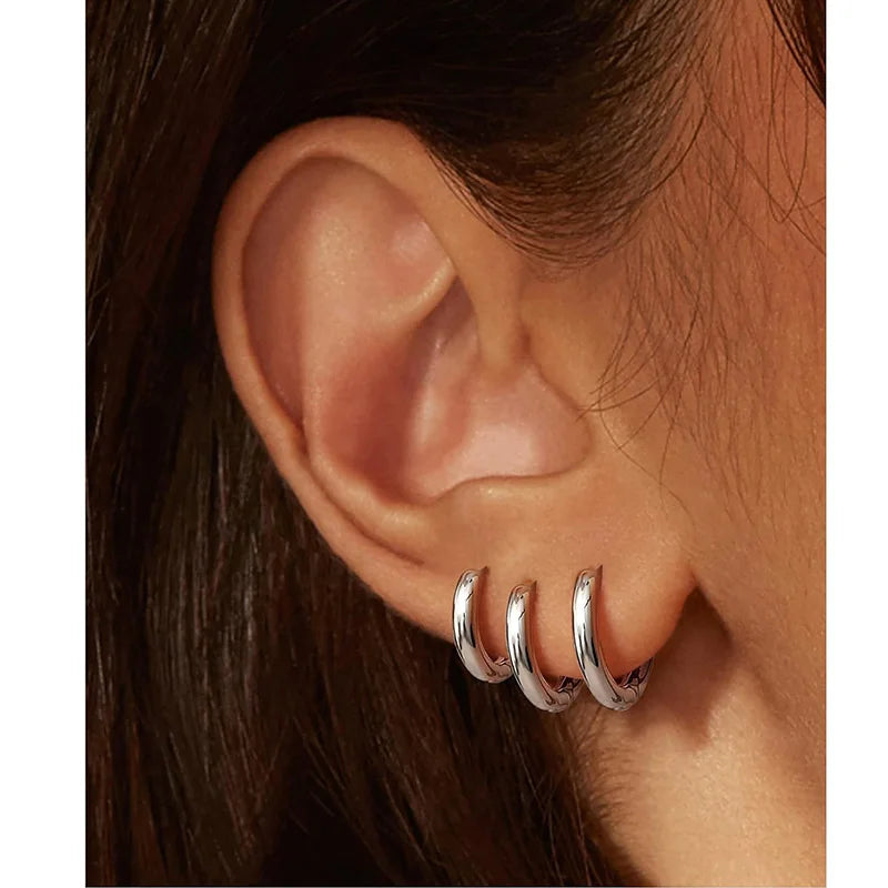 Minimalist Gold Plated Huggie Hoop Earrings
