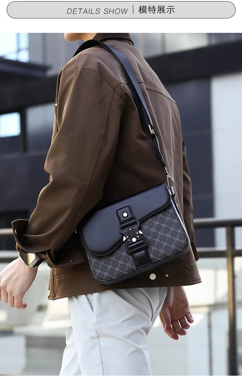 Men's Jacquard Crossbody Bag with Waterproof Finish