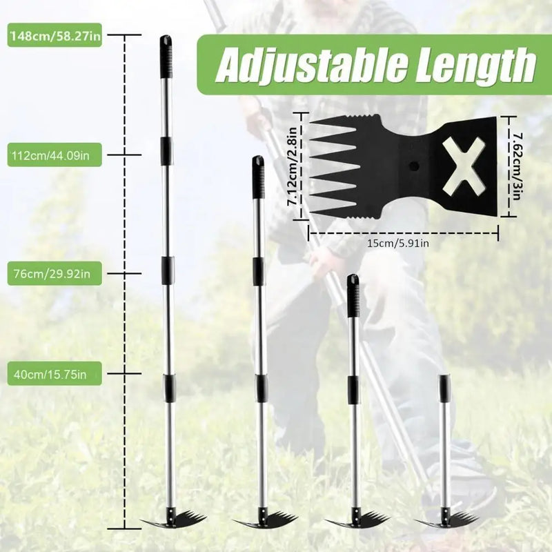 2-in-1 Long Handle Garden Hoe & Weed Rake