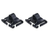 Black rotatable hydration tube clip designed for securing tubes to backpacks.