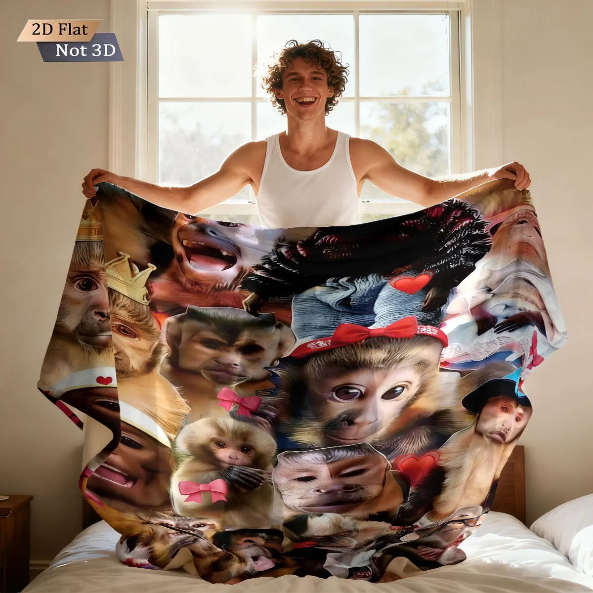 Funny Monkey Print Flannel Blanket – Soft & Cozy Throw