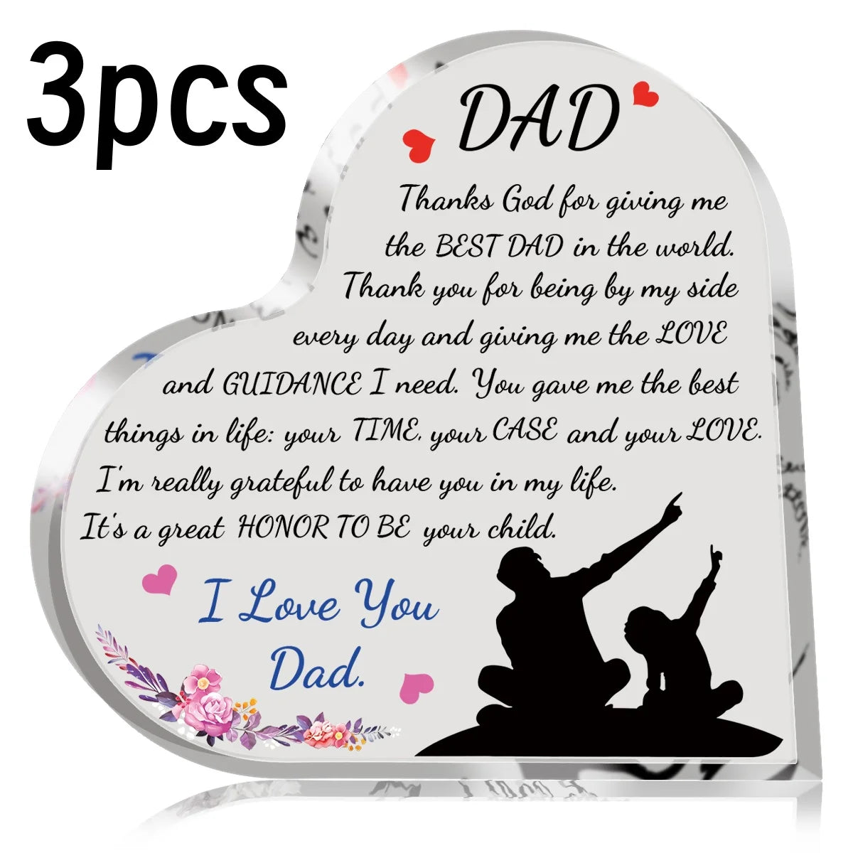 Heart-Shaped Acrylic Keepsake Plaque for Dad