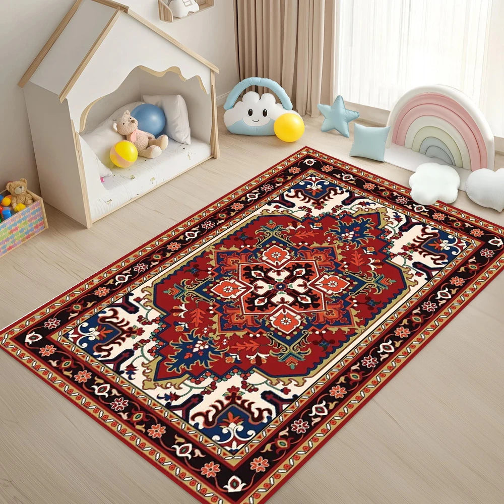 Bohemian Persian-Style Area Rug – Soft, Non-Slip Floor Mat for Living Room & Bedroom