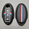 Black silicone key fob cover with a clear window showing a car silhouette and a national flag design