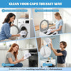 A clear mesh laundry bag used as a protector for baseball caps in front-loading and top-loading washing machines.